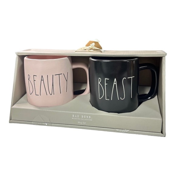 Rae Dunn "BEAUTY" & "BEAST" Coffee Mug Set - Picture 1 of 1